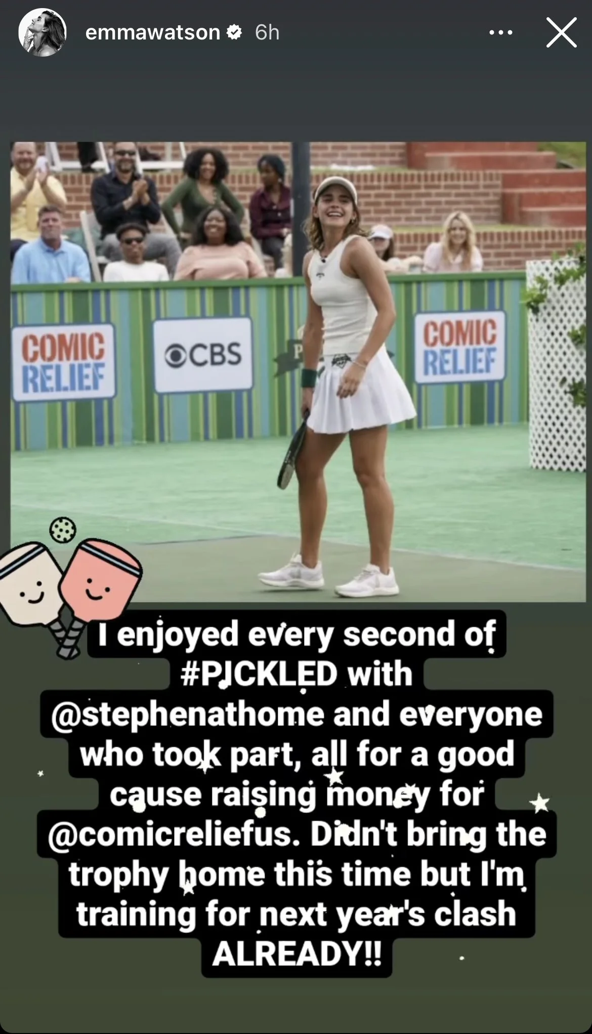 Emma Watson sharing the sticker on Instagram