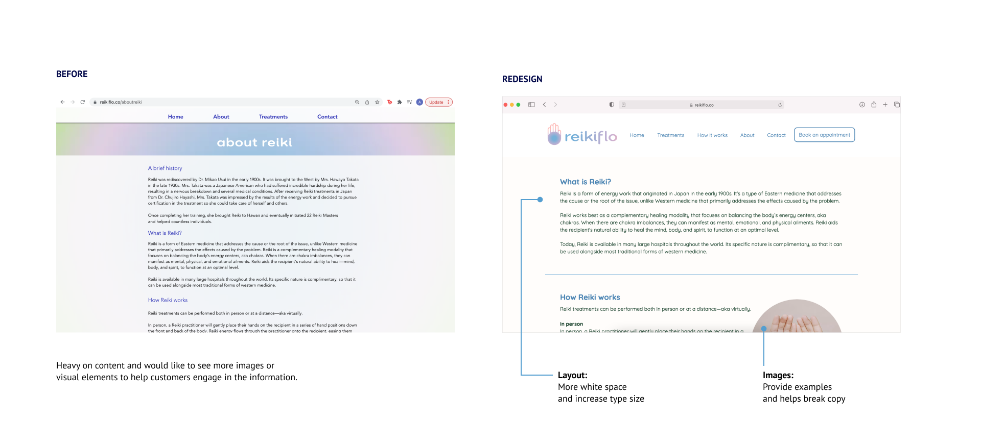 Reikiflo about page redesign