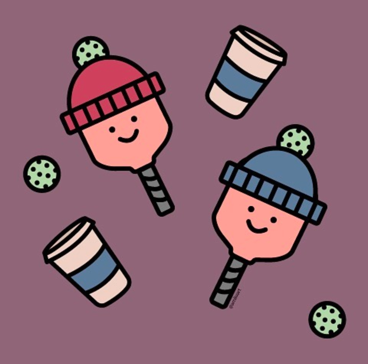 Winter pickleball illustration